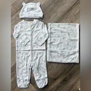 Blue Baby Gift Set with Outfit, Hat and Blanket
